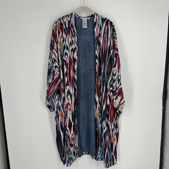 Chicos kimono L/XL geometric cardigan flowy artsy office workwear business shirt - Picture 3 of 5